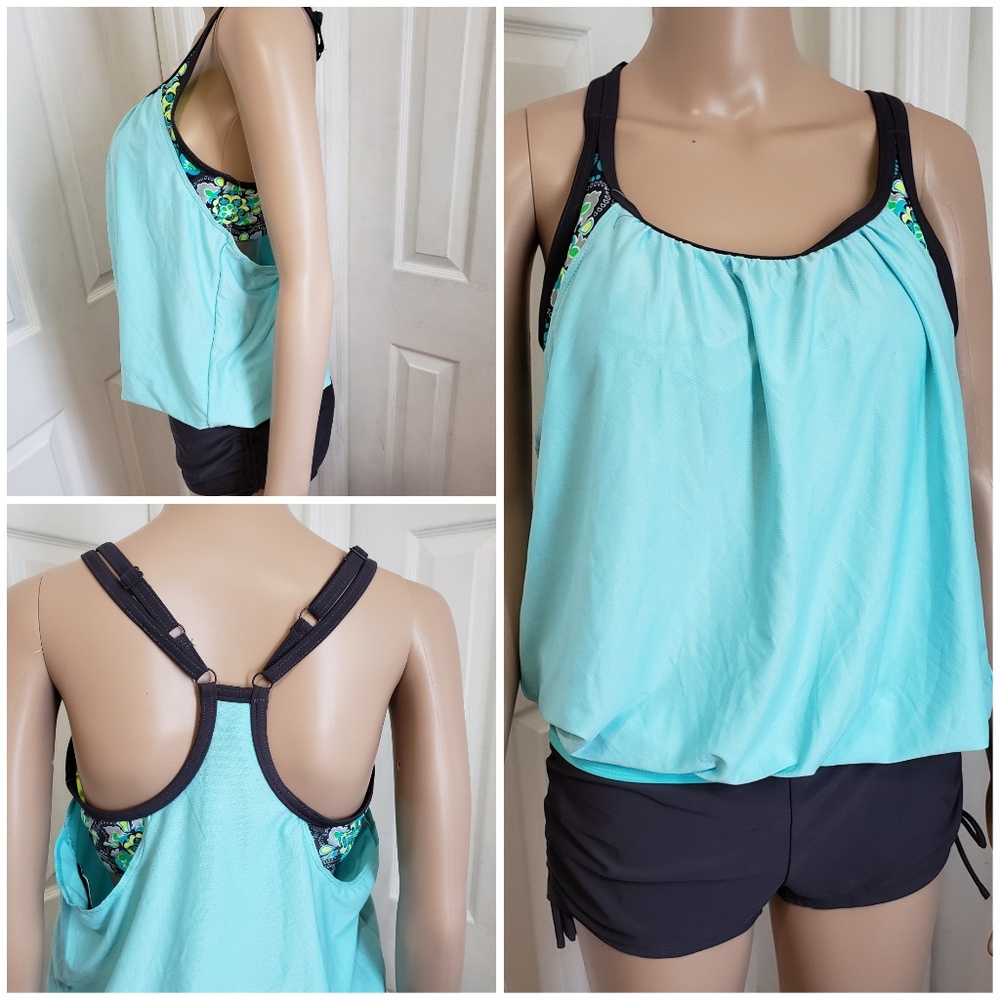 NEW! ZeroXposur Womens Blouson 2-Fer Tankini - 12